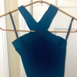 Turquoise ribbed crop top from Aritzia
